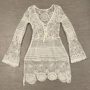 Crochet mini dress/cover-up